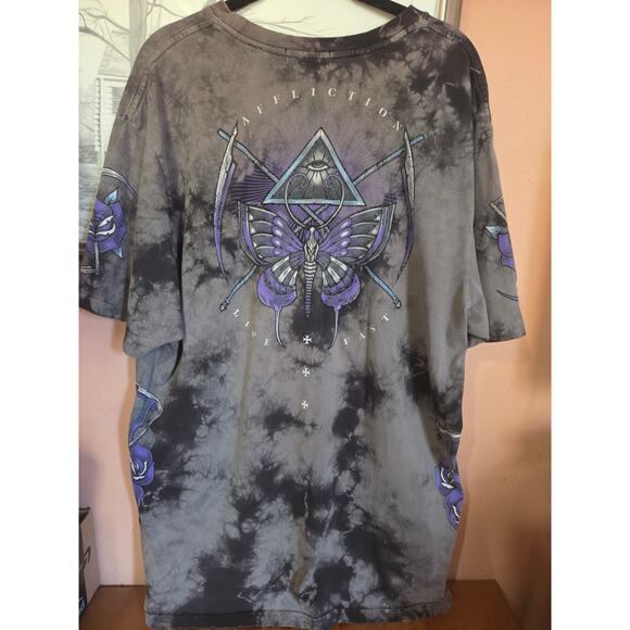Affliction T-shirt Mortal Alchemy Buckle Mens Size 2XL Gray/Purple Stonewash - Picture 4 of 6